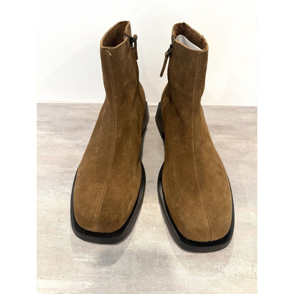 Zara NWT Brown Suede Leather Ankle Boots Square Toe Side Zip Men Sz US 12 EUR 45 - Picture 5 of 14